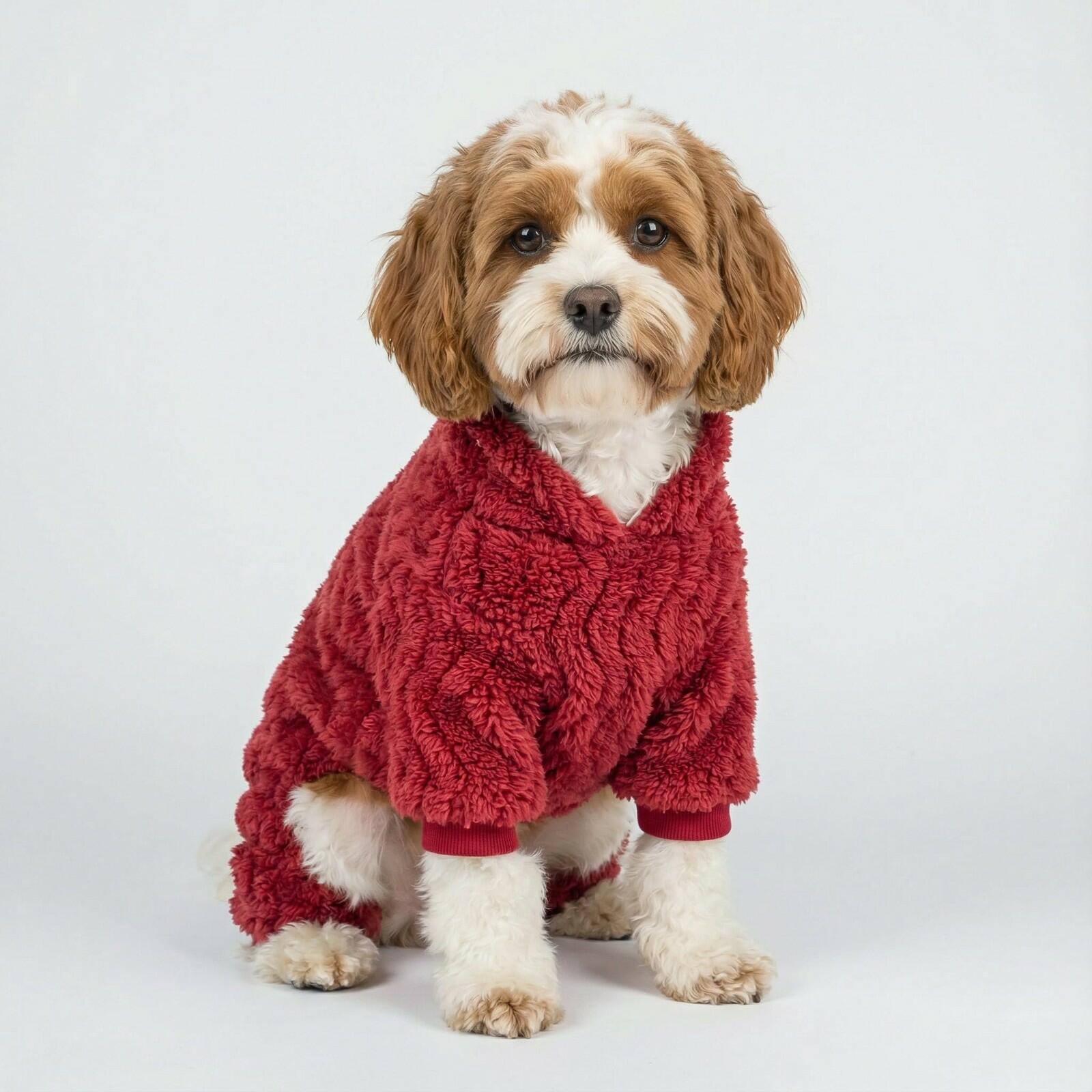 Fitwarm Turtleneck Fleece Dog Sweater Pajamas, Warm Winter Dog Clothes for Small