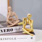 Jinkoozz Gold Reading Women Statue, Thinker Sculptures, Abstract Art Ornament,