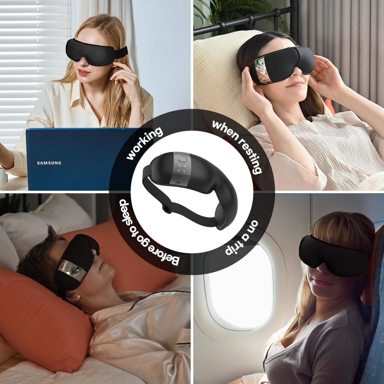 Black HuBDIC HubiCare Eye Massager with Heat, Vibration, and Music Helps Relieve