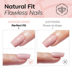 modelones Nude Pink Short Press on Nails, Semi-Transparent Oval Fake Nails Kit