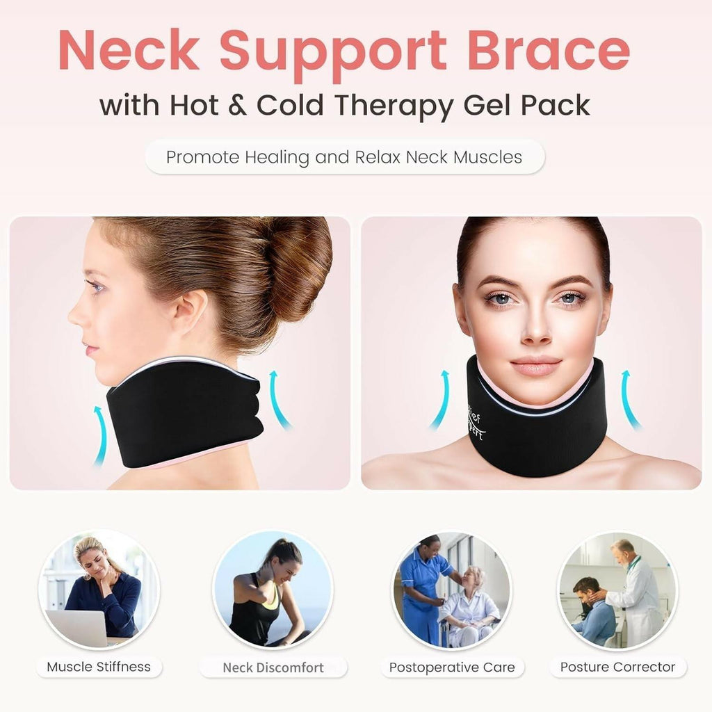 Soft Neck Brace with Hot and Cold Gel Pack – Adjustable Cervical Collar for Men