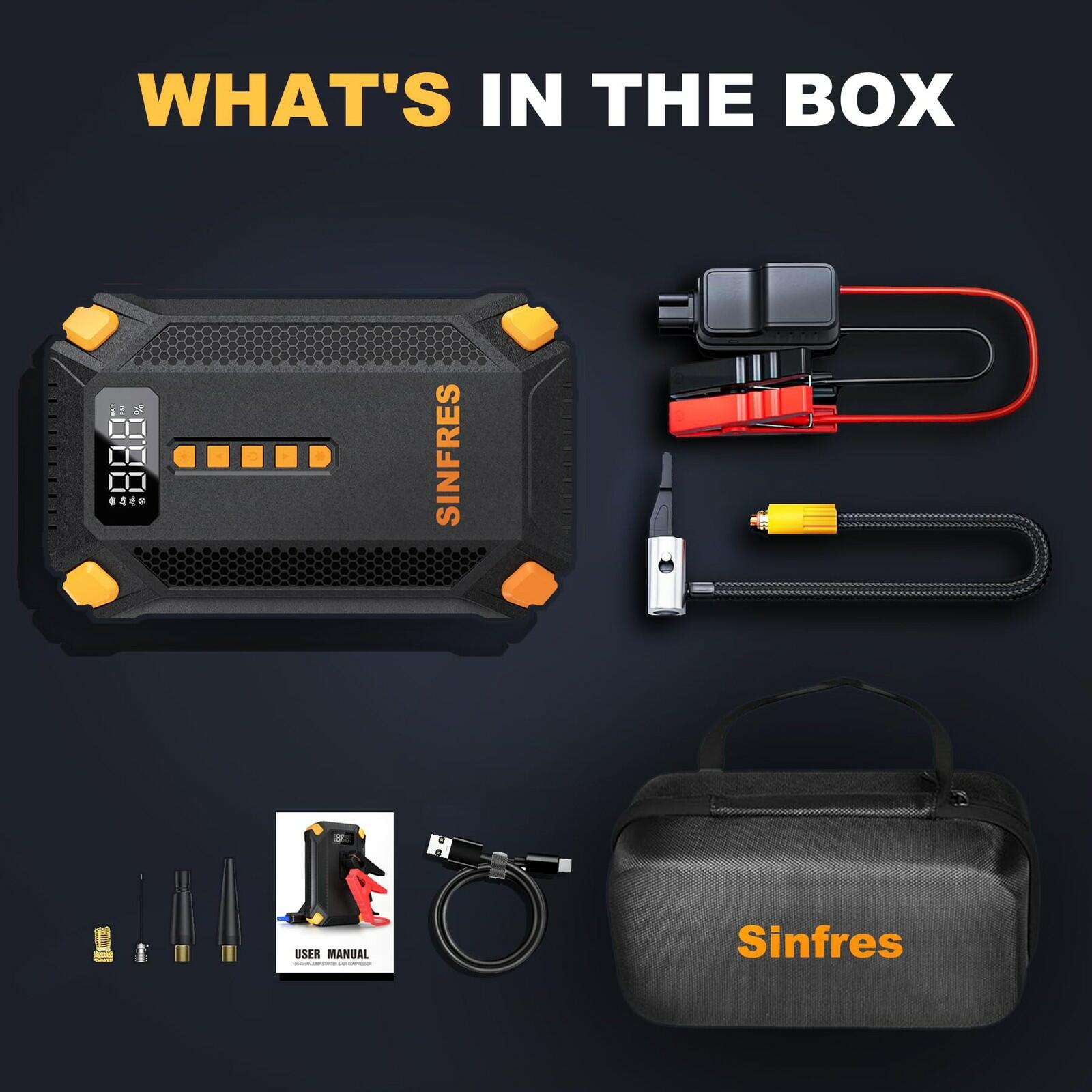 Jump Starter with Air Compressor,Battery Jumper Starter Portable, 150PSI Tire