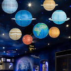 Kinteshun 12 inches;8pcs Folding Outer Space Planet Paper Lanterns Reusable