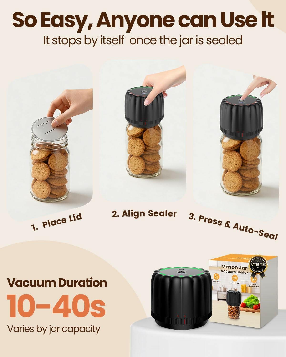 Snuuoby 2026 Upgraded Electric Mason Jar Vacuum Sealer Kit with Wide and Regular