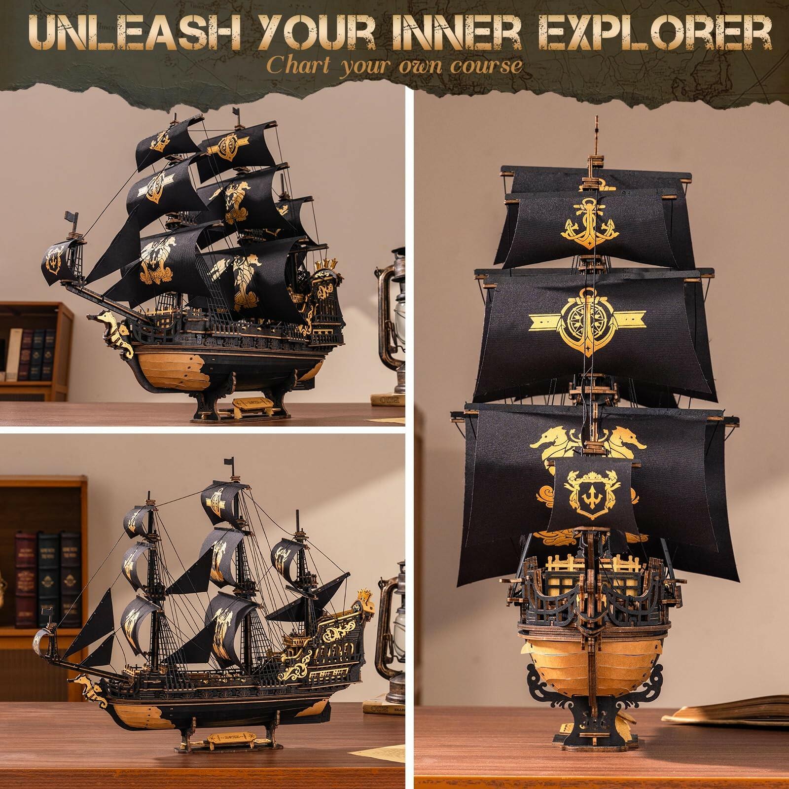 ROKR 3D Wooden Puzzle Seahorse Barque Model Kit Gift Adults Teen