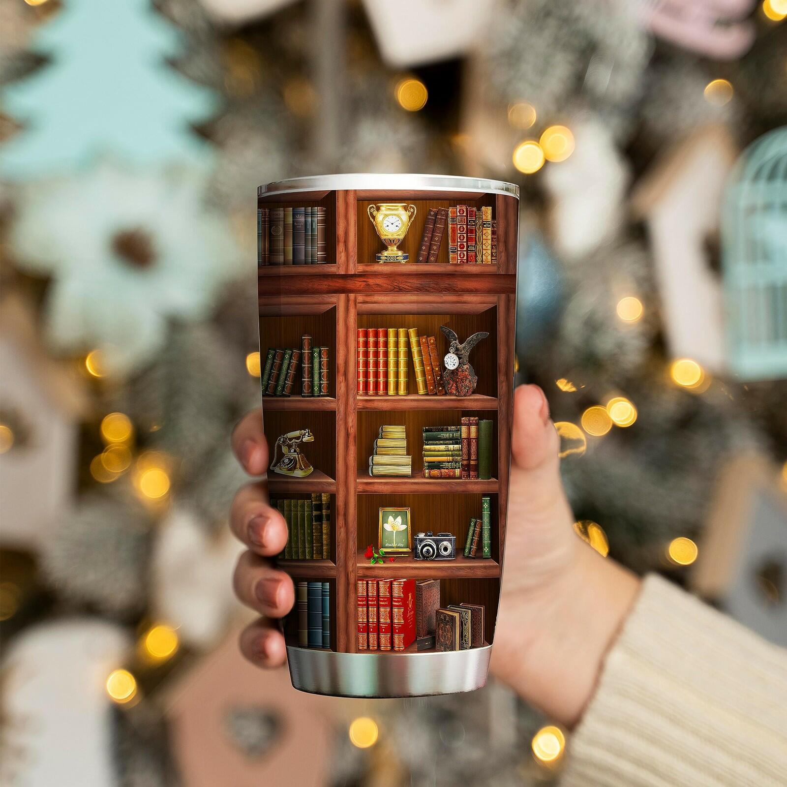 Book Tumbler Library Travel Mug Bookish Gifts For Book Lovers Women Librarian -