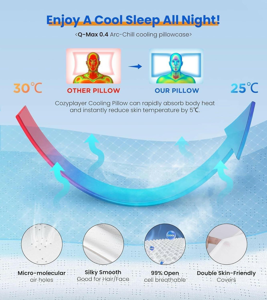 Ultra Pain Relief Cooling Pillow for Neck Support, Adjustable Cervical Pillow