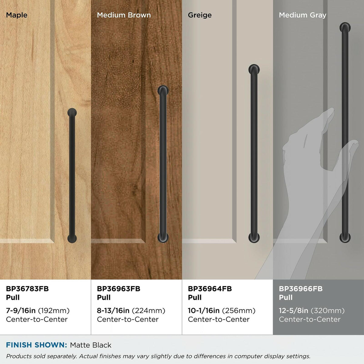 2 Pack Amerock Factor 12-5/8 inch (320mm) Center-to-Center Matte Black Cabinet