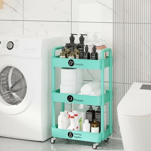Laiensia 3 Tier Rolling Cart Green Storage Organizer Wheels