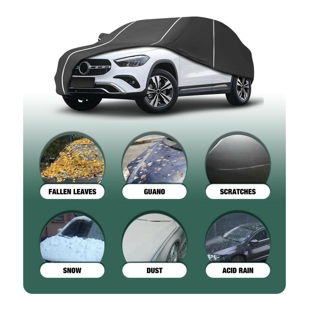 Fluorescent Strip Design 6 Layers Waterproof Car Cover Compatible for Mercedes