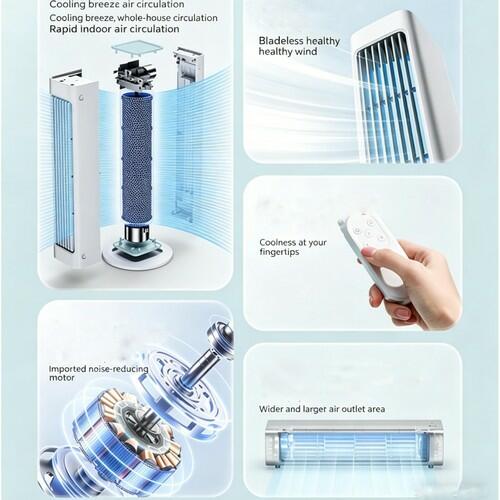 Portable Rechargeable Air Cooler Fan with Remote Control, 3 Speeds LED Touch