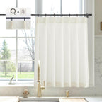 Natural Linen Kitchen Curtains 36" W x 30" L Pinch Pleat Cafe Curtains 1 Panels