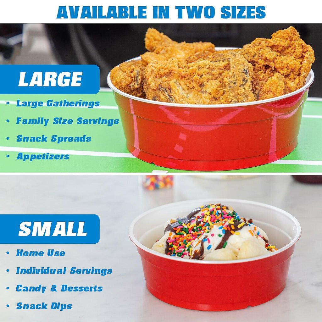 GoBig Red Party Cup Bowls - 30 Large Disposable Plastic Bowls