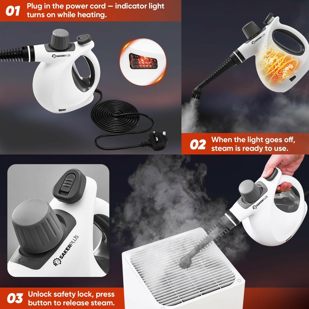 SakerPlus Steam Disinfection Cleaner, Handheld Pressurized Natural Steam Cleaner