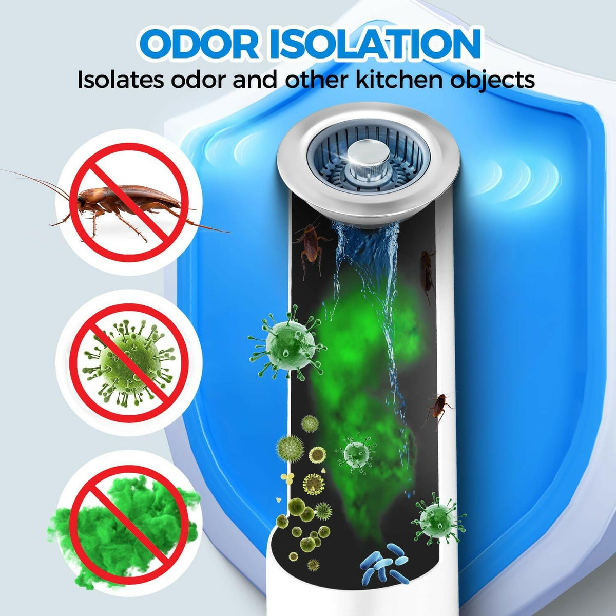 Sink Drain Strainer - Sink Stopper Kitchen Drain, 3 in 1 Kitchen Sink Drain