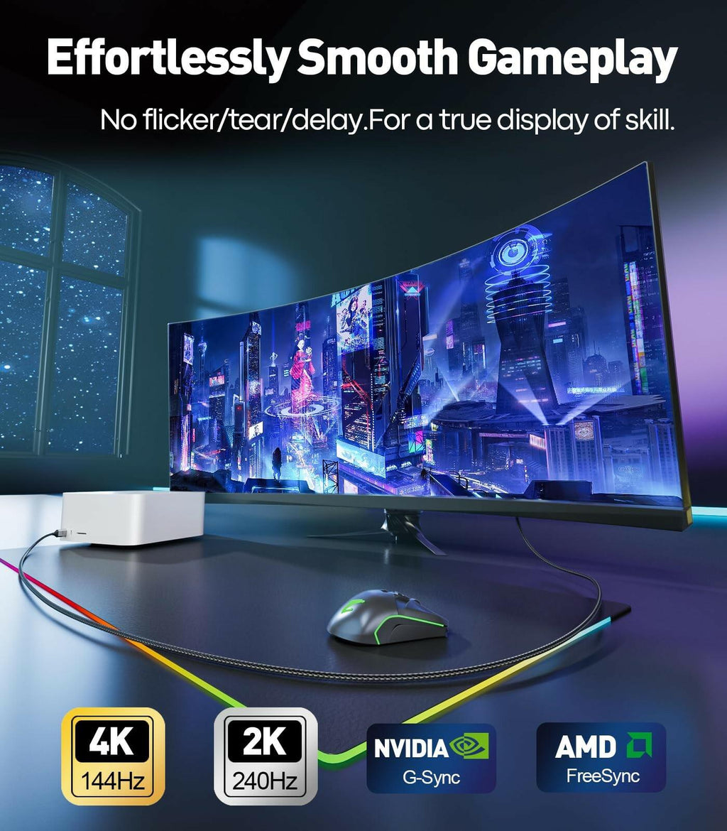 UANTIN USB C to HDMI 2.1 Cable 8K@60Hz, 4K@144Hz/120Hz, 48Gbps, HDCP2.3, Dynamic