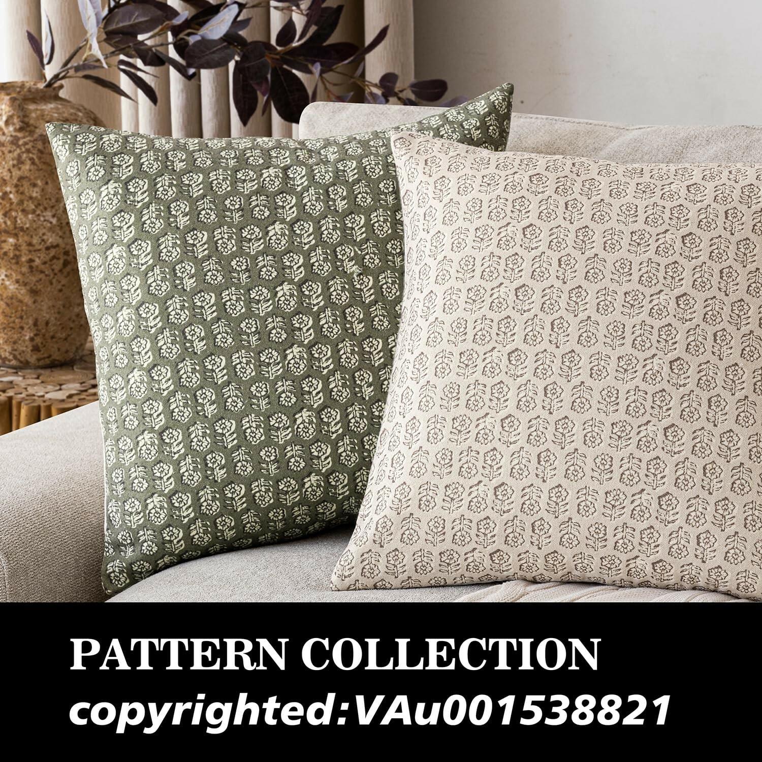 Foindtower Set of 2 Decorative Neutral Floral Print Throw Pillow Covers Vintage