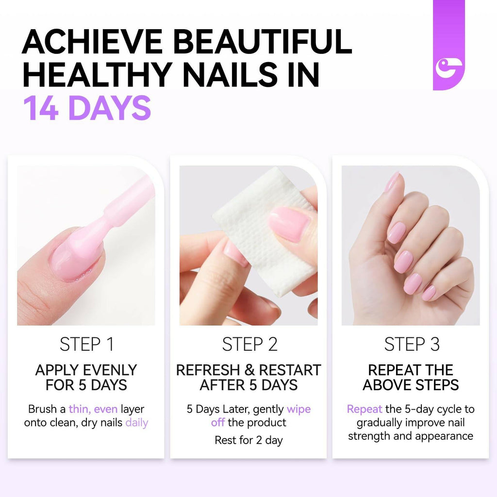 Nail Polish Strengthener and Growth Treatment: Pink Gelike EC 6 in 1 Natural