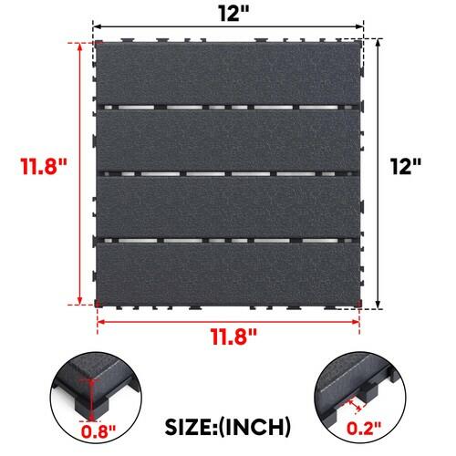 42 Pack Interlocking Deck Tiles, 12"x12"x0.8" Plastic Patio Flooring Outdoor