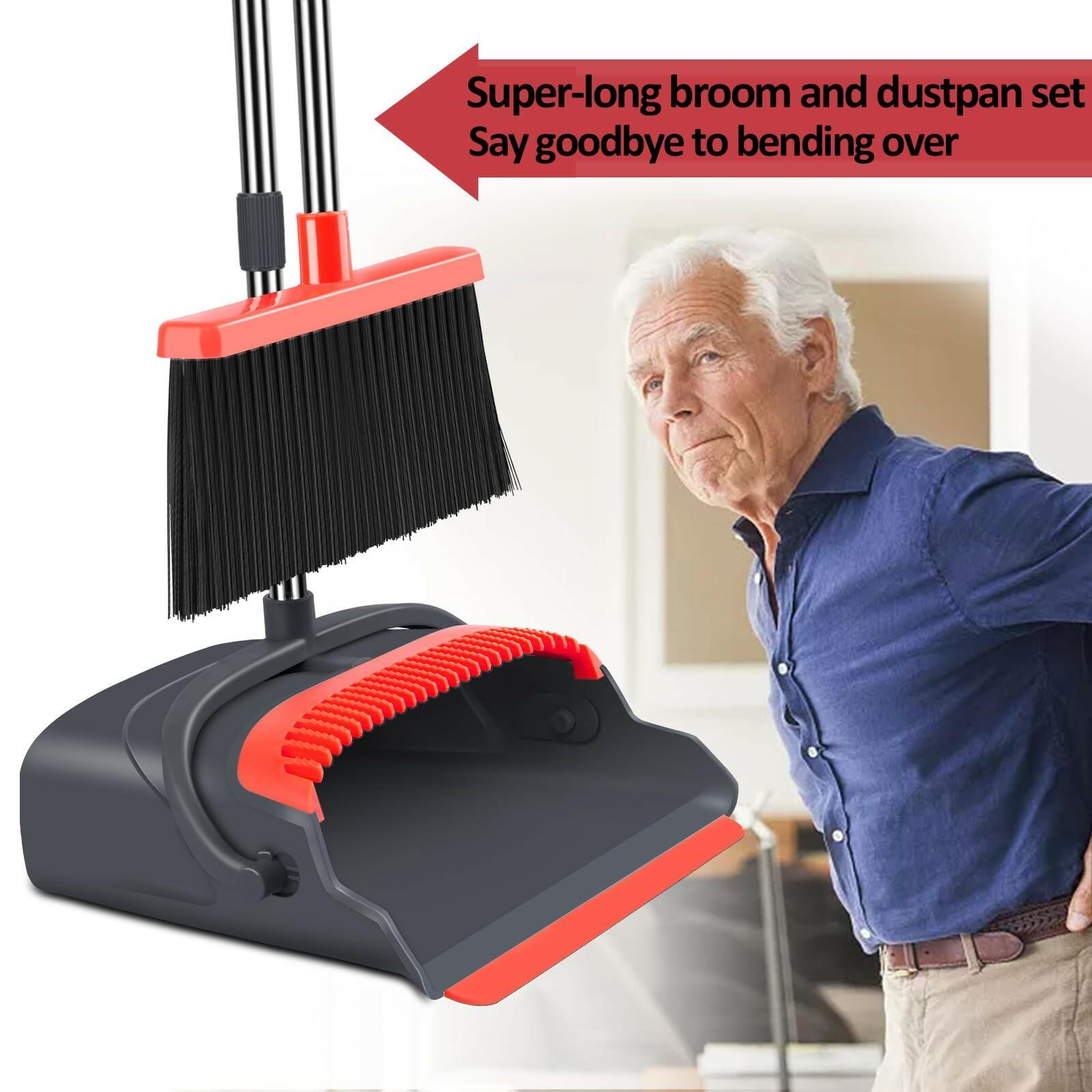kelamayi Upgrade Broom and Dustpan Set Broom with Dustpan Combo Set, Large Size