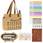 25 PCS Bible Study Supplies Kit, Large Capacity Canvas Tote Bag for Women