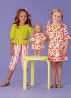 KWIK-SEW PATTERNS Kwik Girl's Shirt and Pants and 18" Doll Dress Sewing Patterns