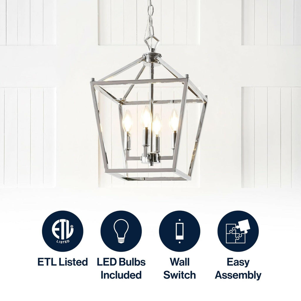 JONATHAN Y JYL7436C Pagoda Lantern Dimmable Adjustable Metal LED Pendant Classic