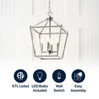 JONATHAN Y JYL7436C Pagoda Lantern Dimmable Adjustable Metal LED Pendant Classic