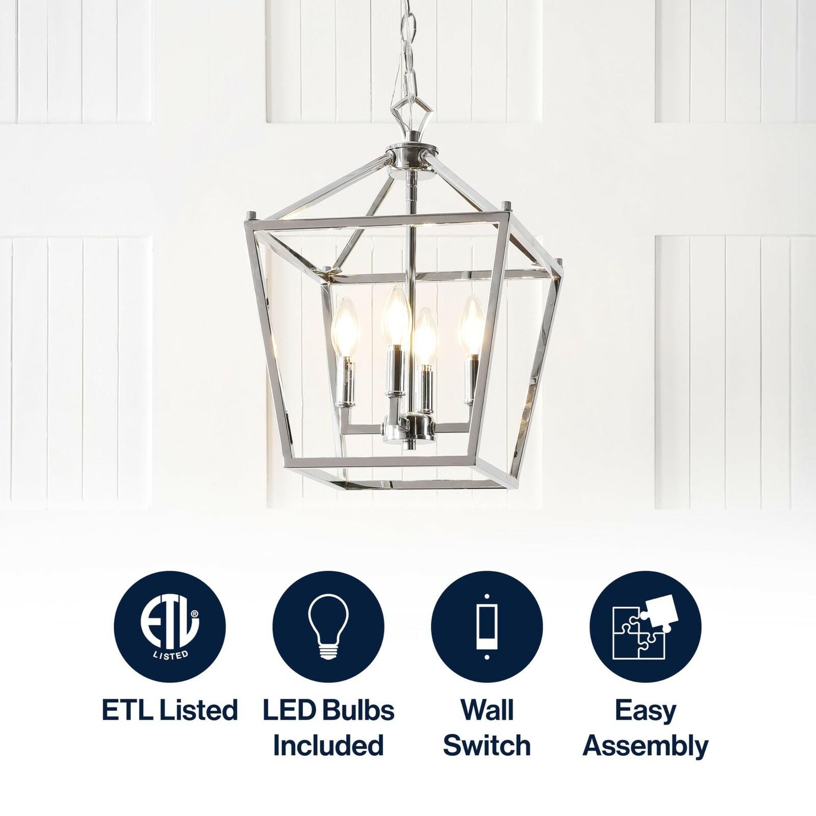JONATHAN Y JYL7436C Pagoda Lantern Dimmable Adjustable Metal LED Pendant Classic