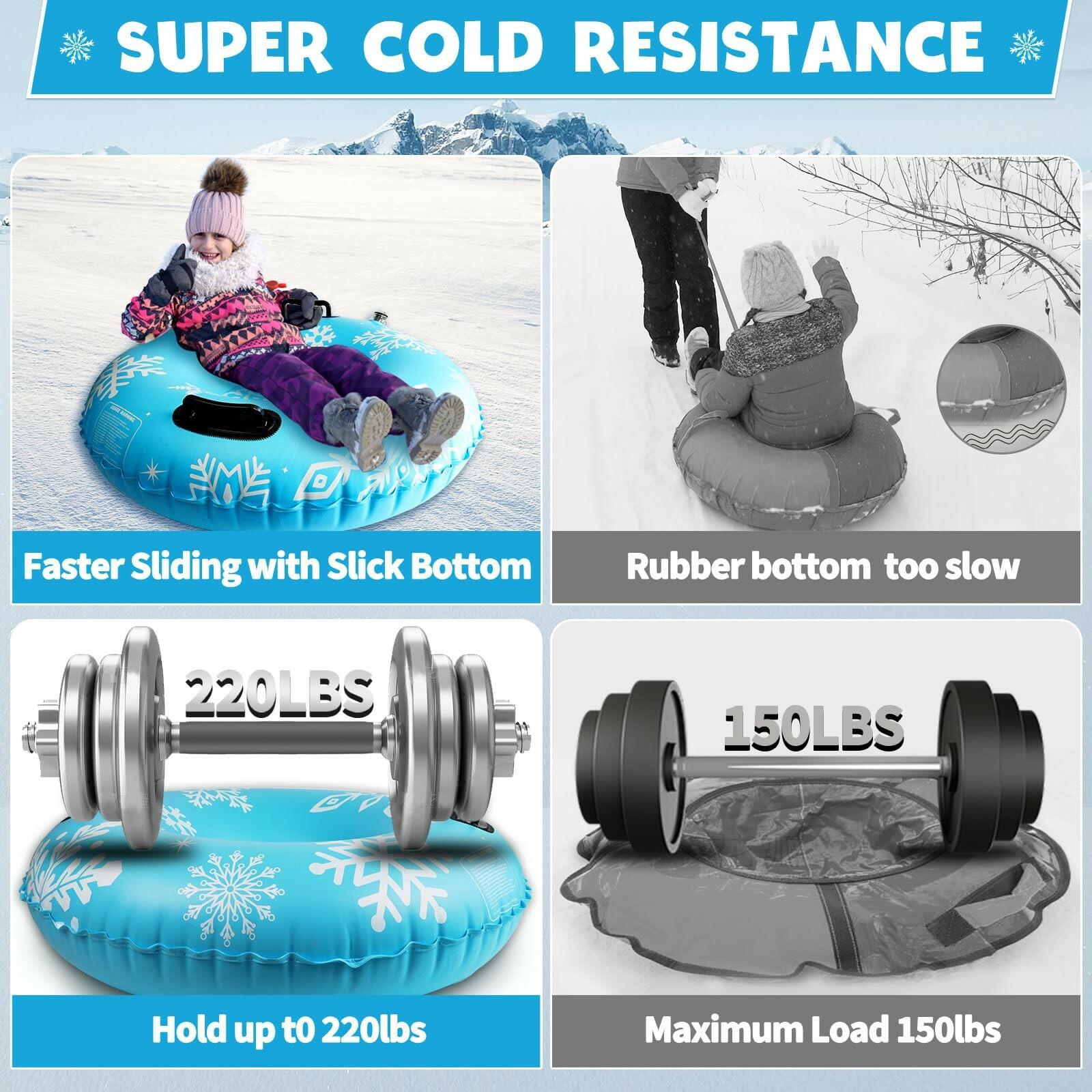 ZMLM Snow Tube for Sledding -2 Pack/3 Pack 36" Inflatable Snow Sled for Kids and