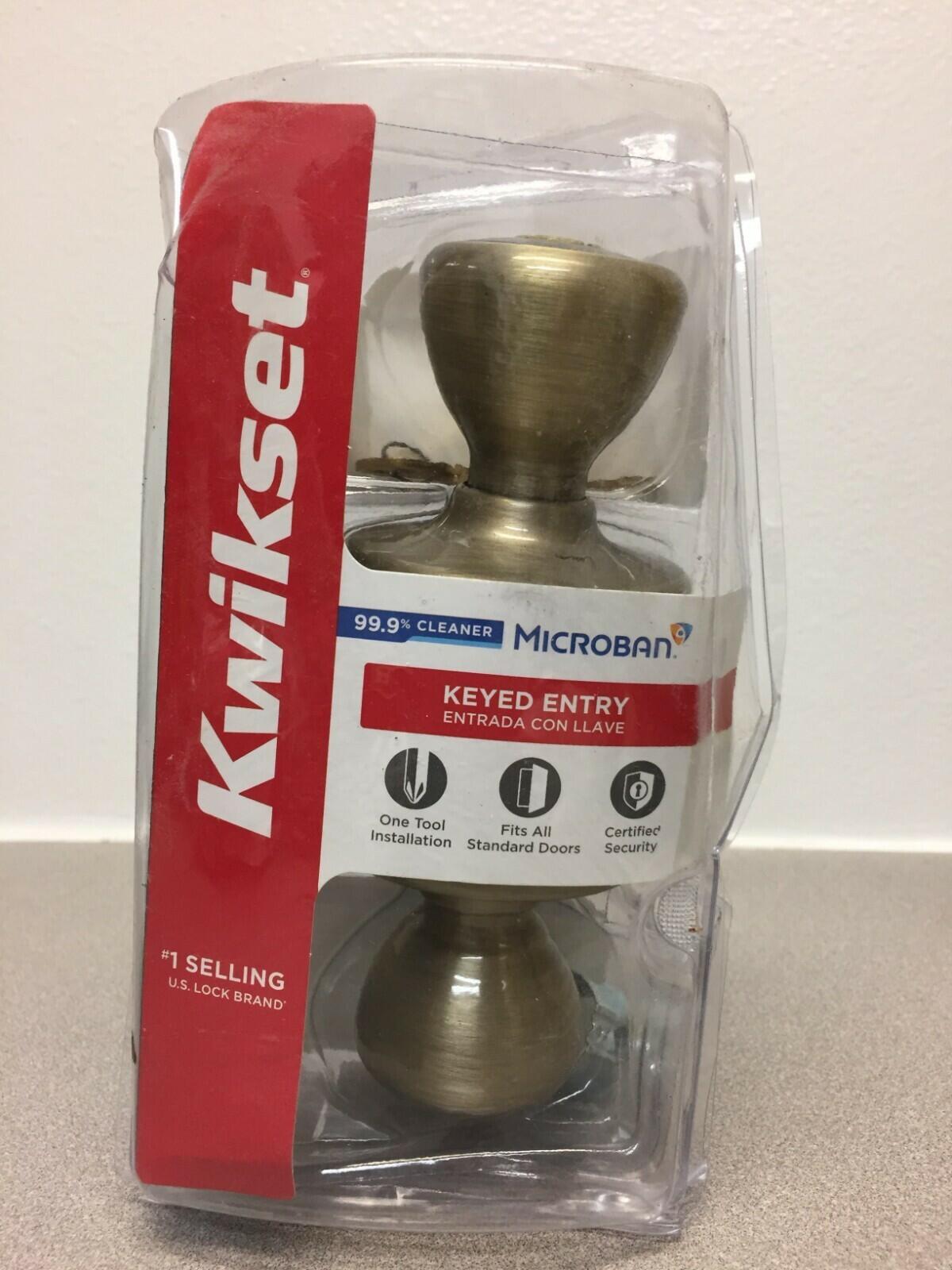 Kwikset 94002-827 Tylo Antique Brass Entry Knobs 1-3/4 in