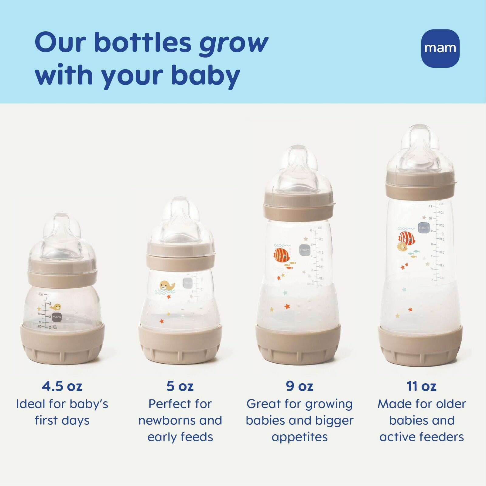 MAM 4.5oz Easy Start Anti-Colic Wide Neck Vented Baby Bottle, Extra Slow Flow