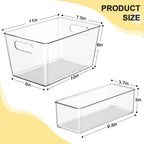 Joymeezo Set of 8 Clear Plastic Storage Bins, 6 Large +2 Small Pantry Organizers