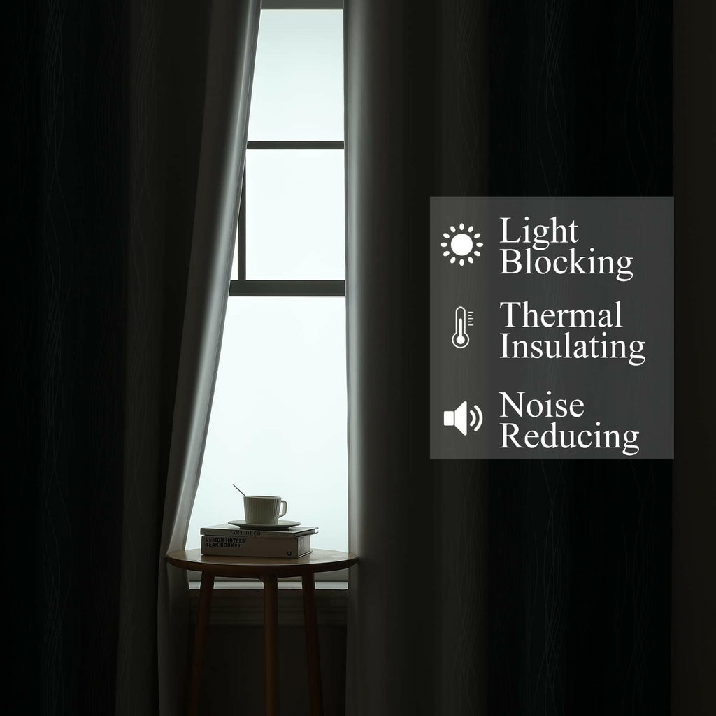 Estelar Textiler Navy Blue and Grayish White Blackout Curtains for Bedroom 72