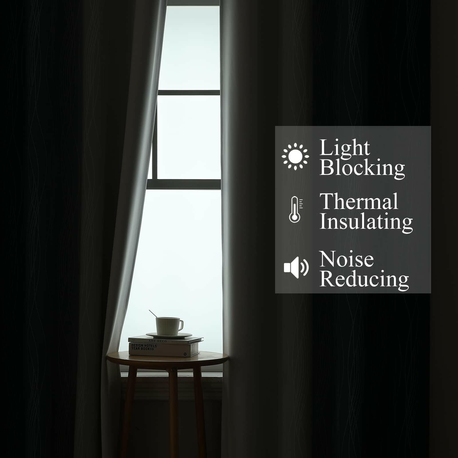 Estelar Textiler Navy Blue and Grayish White Blackout Curtains for Bedroom 72
