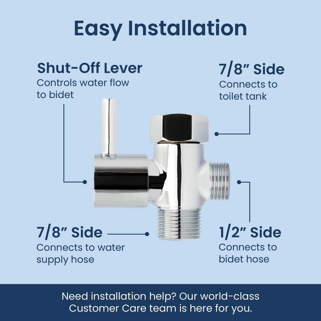 LUXE Bidet 7/8" x 7/8" x 1/2" Shut-Off Valve T-Adapter for Bidets, Only