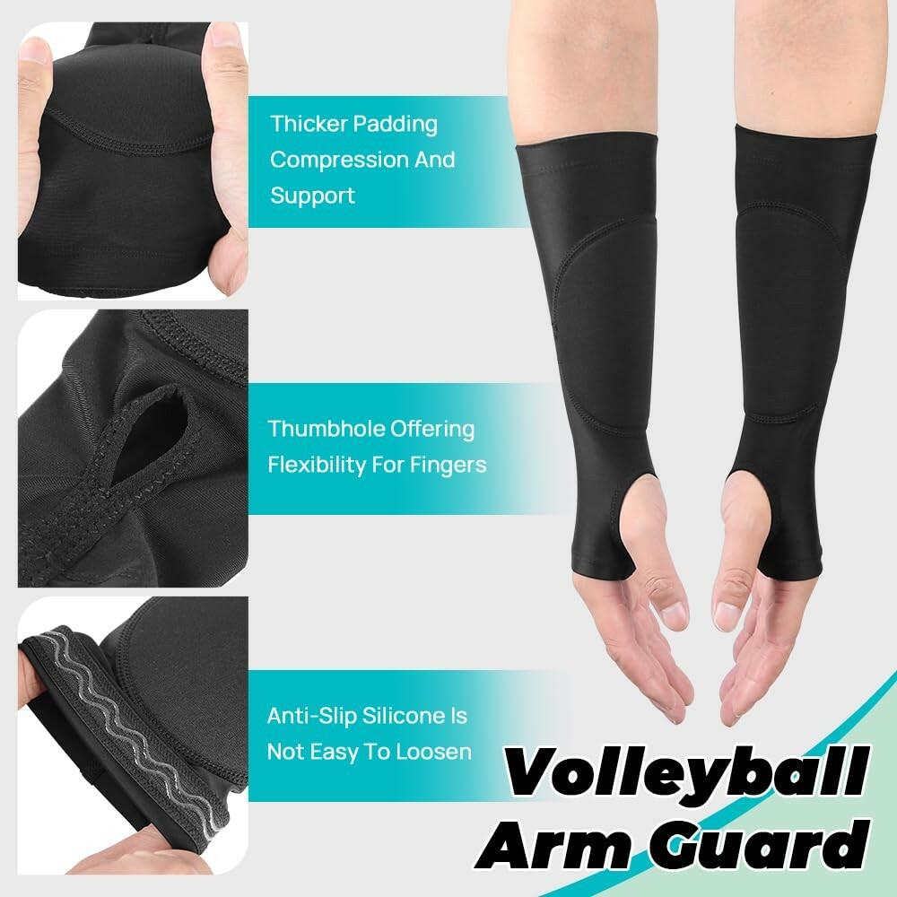 JBM 1 Pair Volleyball Arm Sleeves with Protection Pads and Thumb Hole Padded