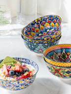 6 Pack HENXFEN LEAD Small Dessert Bowls – 10 oz Boho Ceramic Bowls for Ice