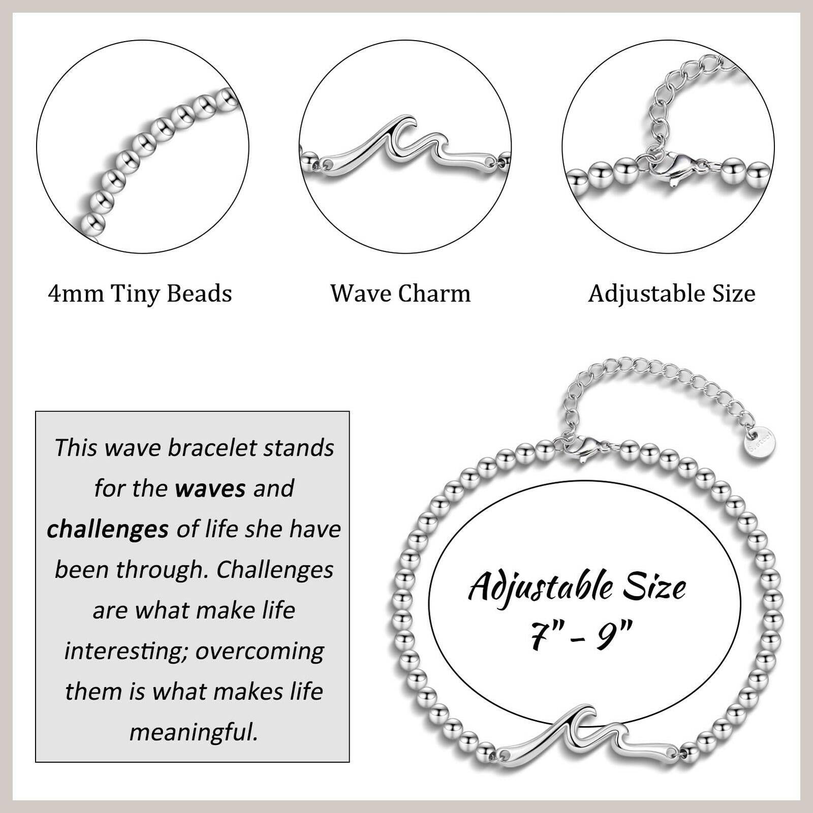 IKIATY Inspirational Gifts for Women, Wave Inspirational Bracelet, Get Well