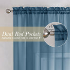 40" W x 84" L Lecloud Dusty Blue Sheer Curtains 84 Inches Long 2 Panels, Light