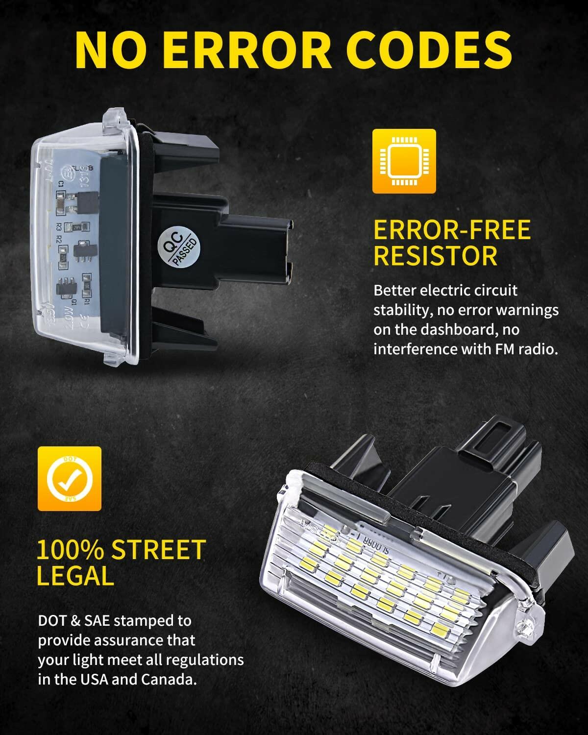 Pack of 2 Asgohme LED License Plate Lights Bright White Tag Lamp Assembly