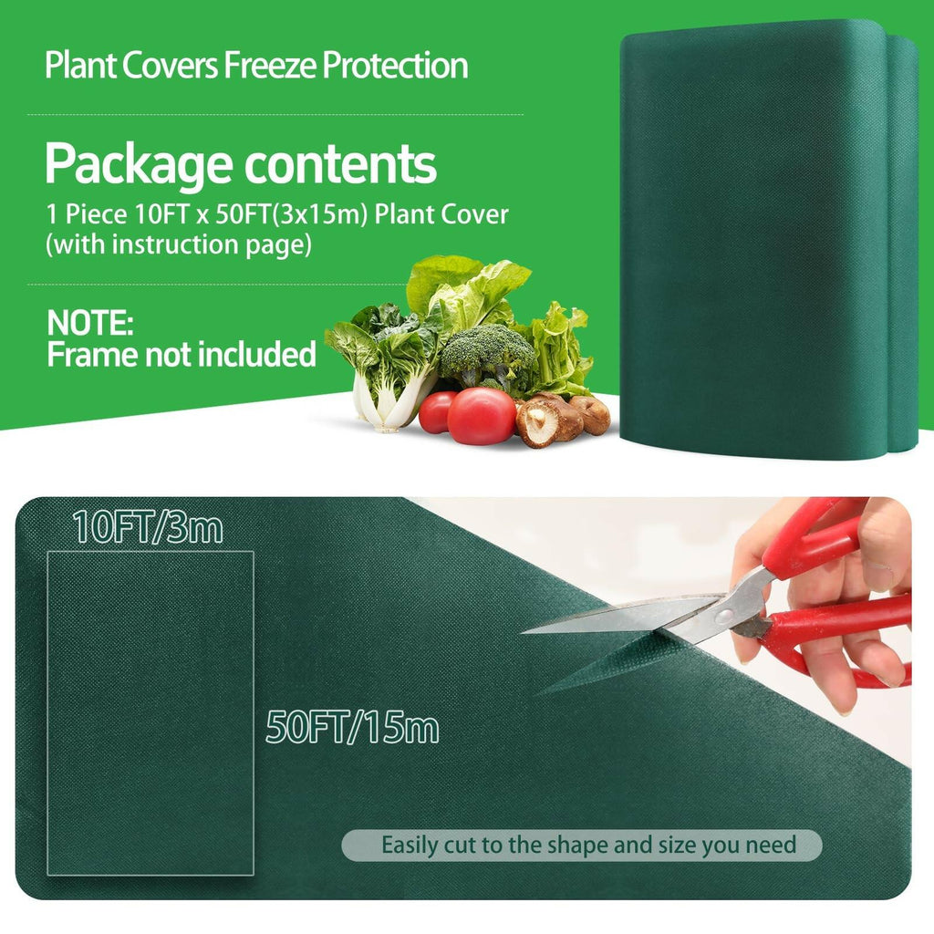 GUKULIVEL Plant Covers Freeze Protection, 10x50ft Green Frost Blanket for