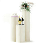 3 Pack Portable White Cylinder Stands for Party, 31.5", 23.6", 15.7" Height