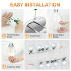 GarveeTech 4 Light Bathroom Light Fixtures Chrome with Hammered Glass Shade,