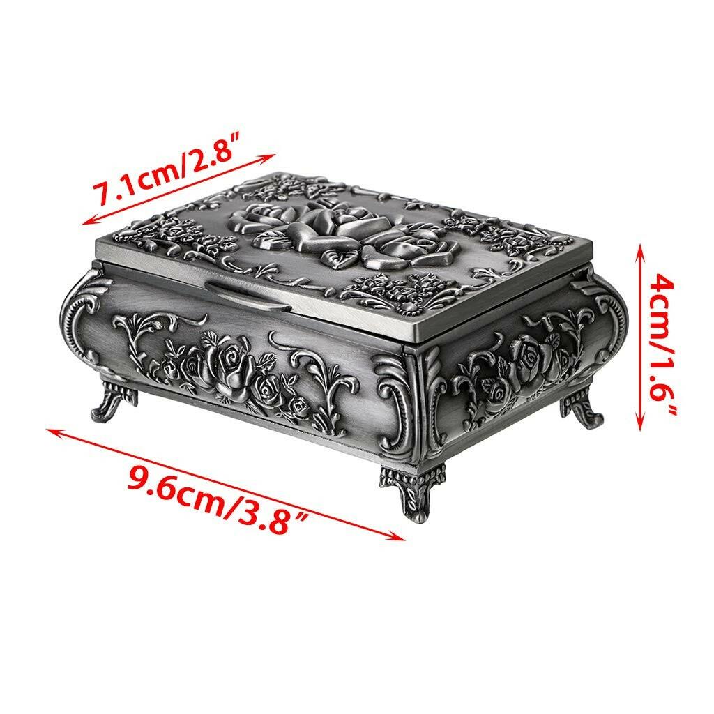 Hipiwe Vintage Metal Jewelry Box Small Trinket Jewelry Storage box For Rings