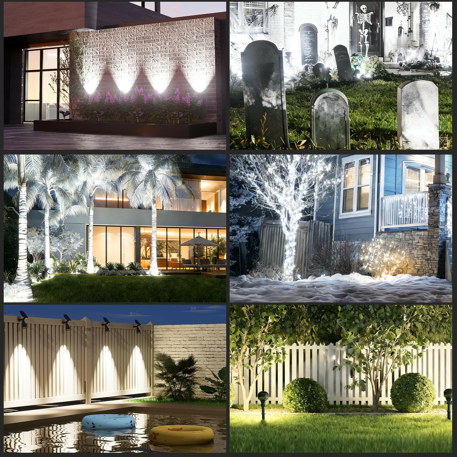 2 PACK T-SUN Solar Spotlights Outdoor, White LED Landscape Lights, Waterproof
