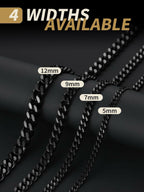 FindChic Black Chain Necklace for Men Thick Cuban Link Men's Curb Chain Necklace