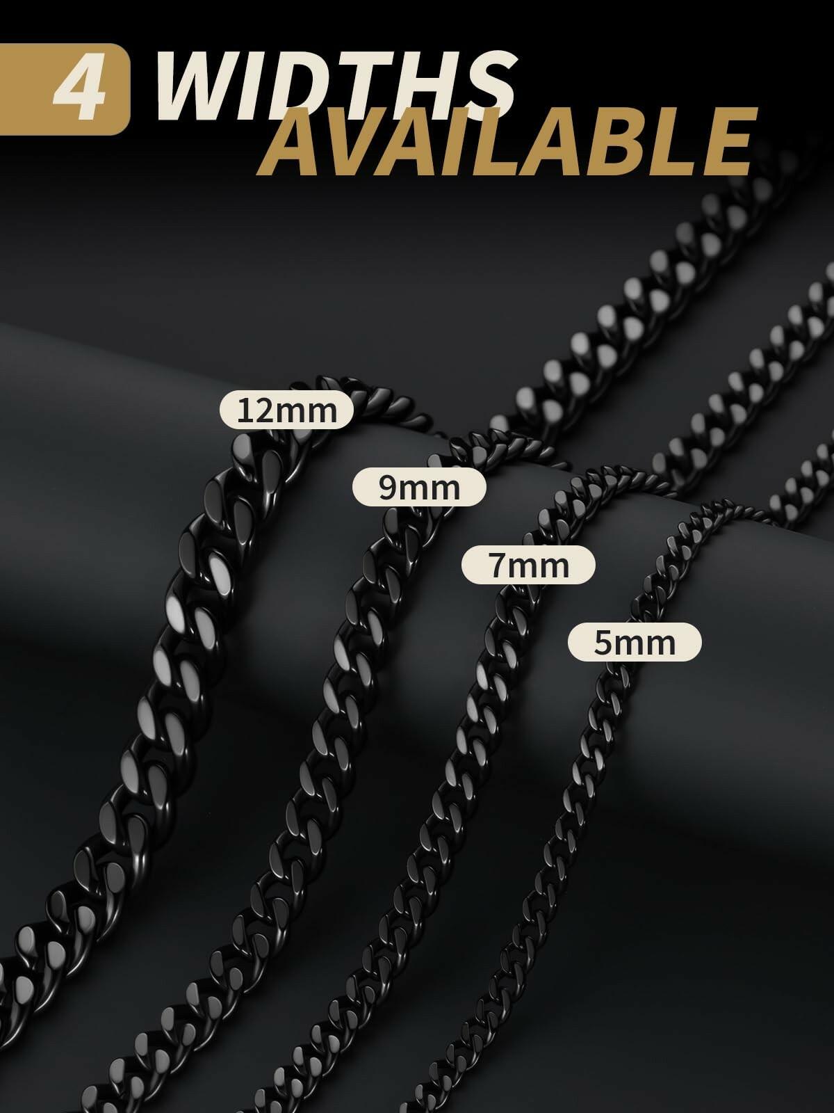 FindChic Black Chain Necklace for Men Thick Cuban Link Men's Curb Chain Necklace