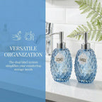 MALACHI Soap Dispenser Set, Crystal-Textured Diamond Glass with Rustproof