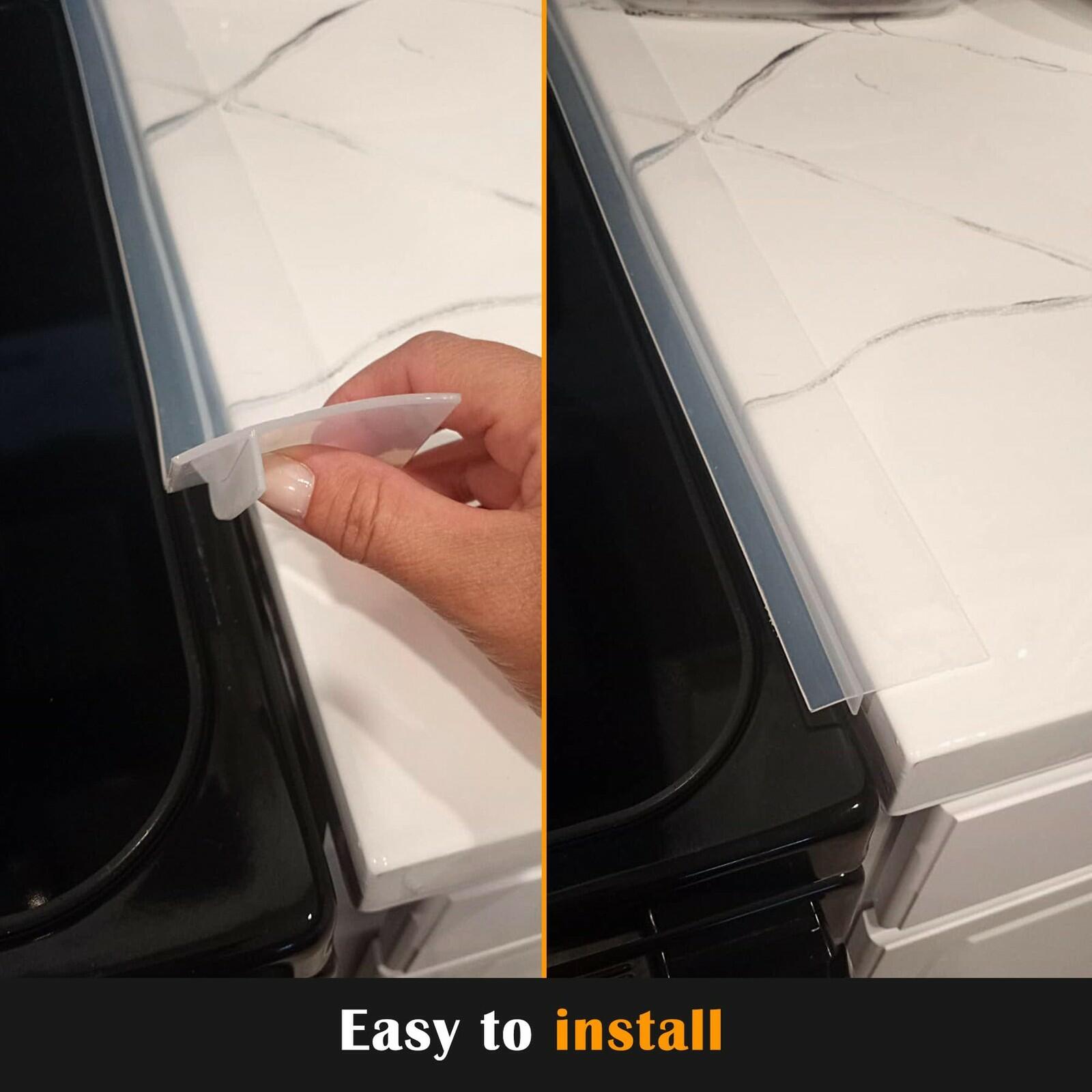 2 PACK Silicone Stove Counter Gap Cover Kitchen Counter Gap Filler Transparent